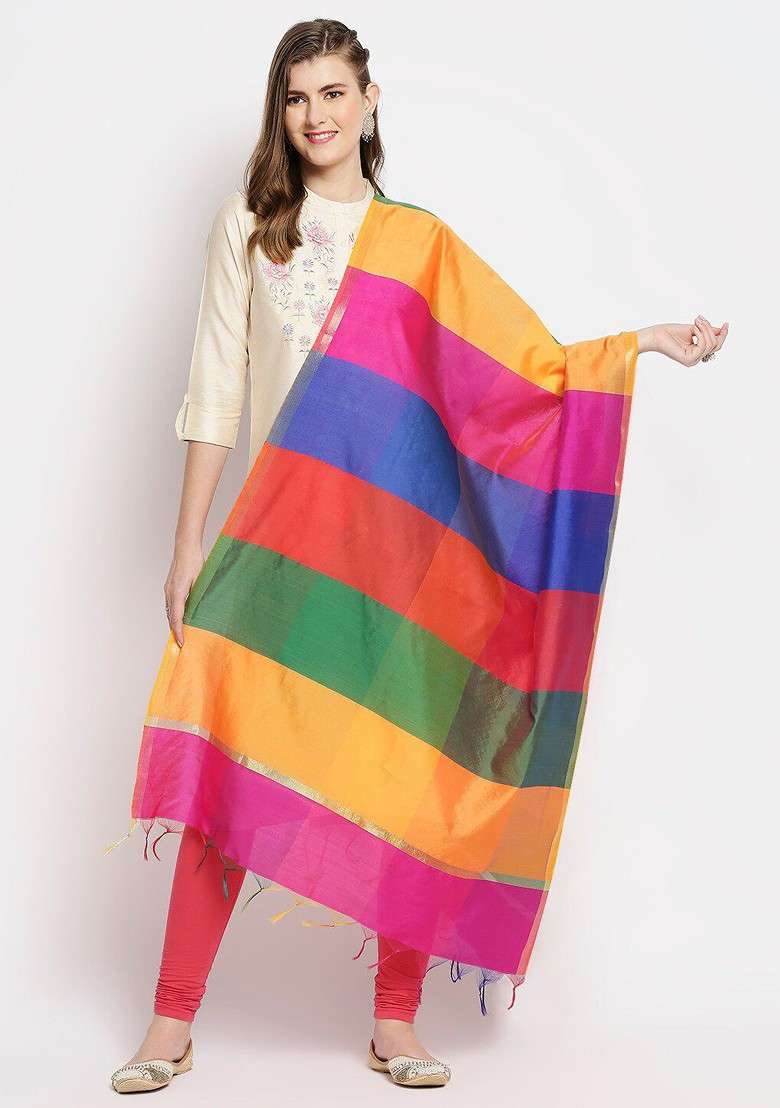 Striped Tasselled Dupatta - Indya