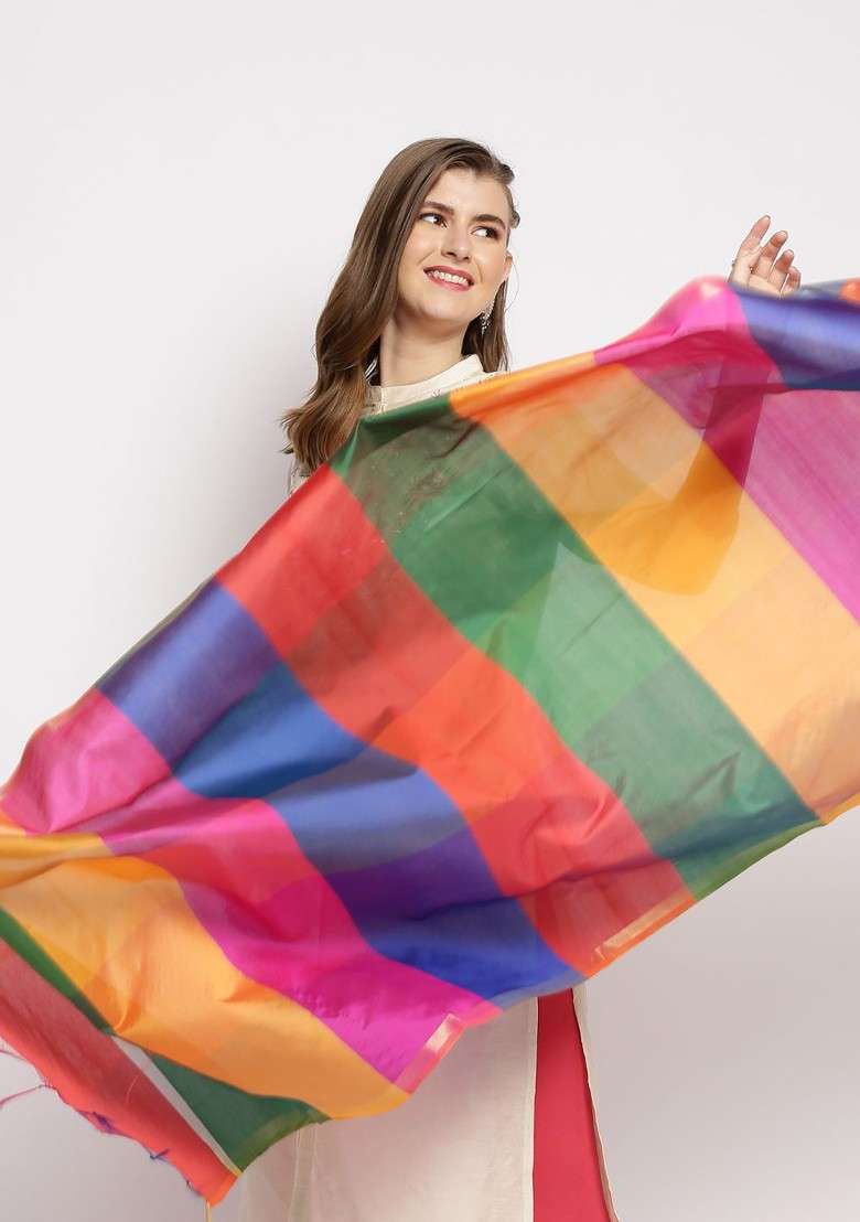 Striped Tasselled Dupatta - Indya