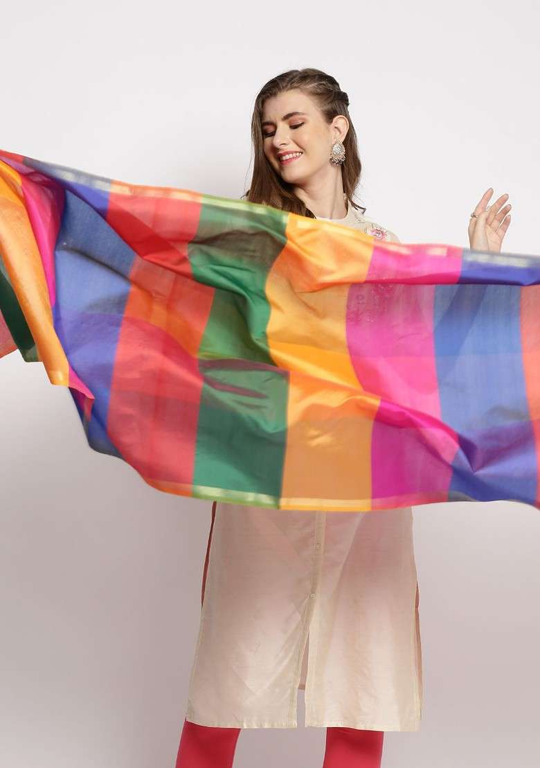 Striped Tasselled Dupatta - Indya