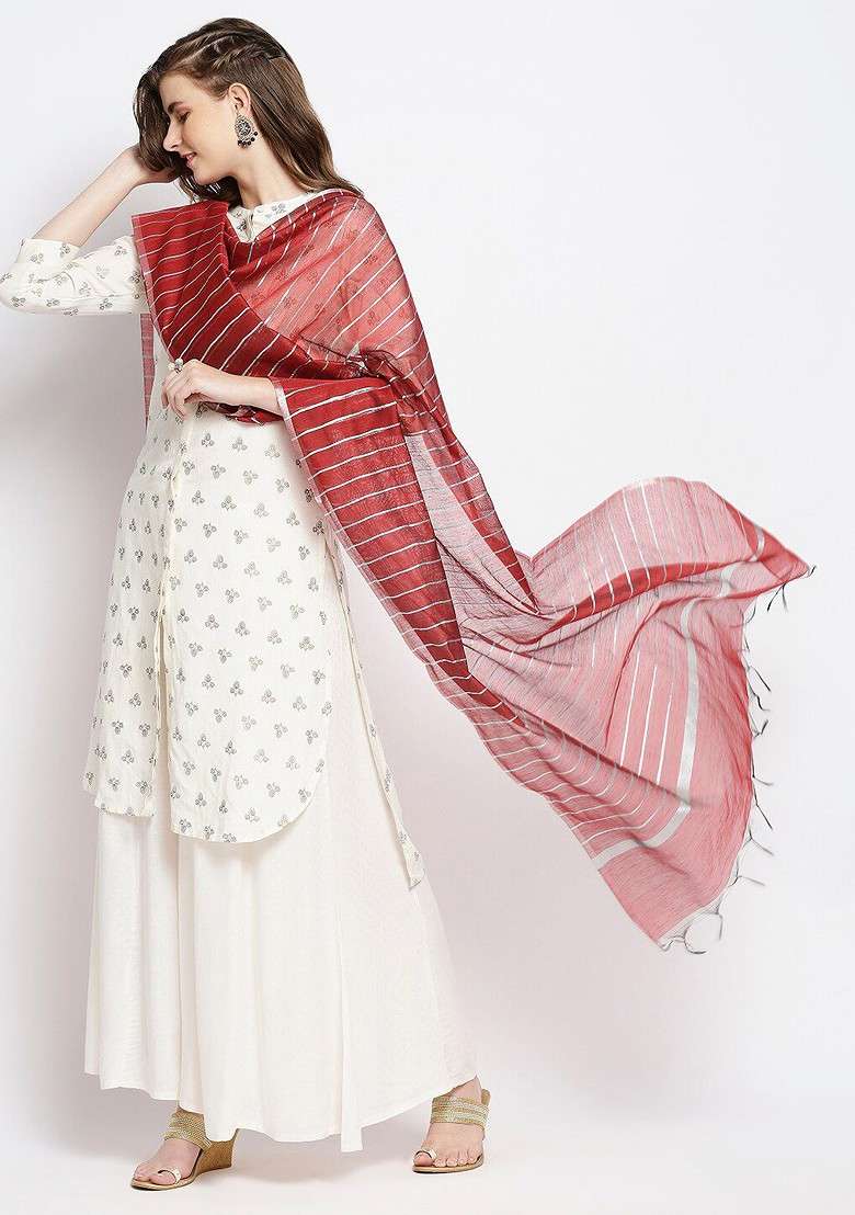 Striped Tasselled Dupatta - Indya