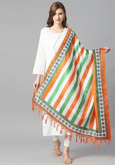 Tiranga Printed Silk Dupatta
