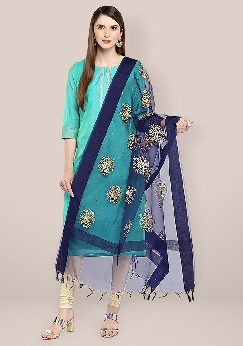 Ethnic Motifs Embroidered Organza Dupatta