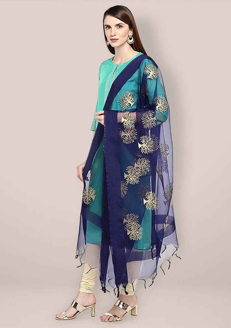 Ethnic Motifs Embroidered Organza Dupatta