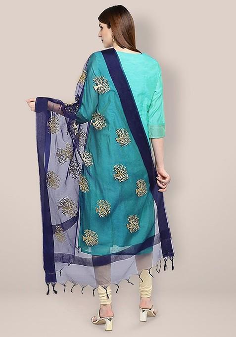 Ethnic Motifs Embroidered Organza Dupatta
