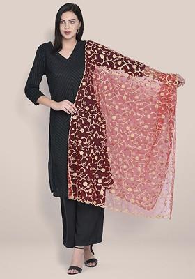 Embroidered Net Dupatta