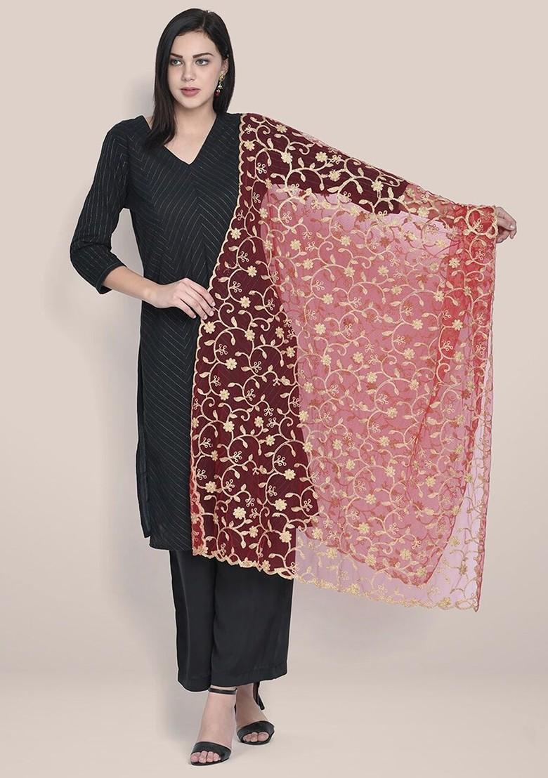 Embroidered Net Dupatta