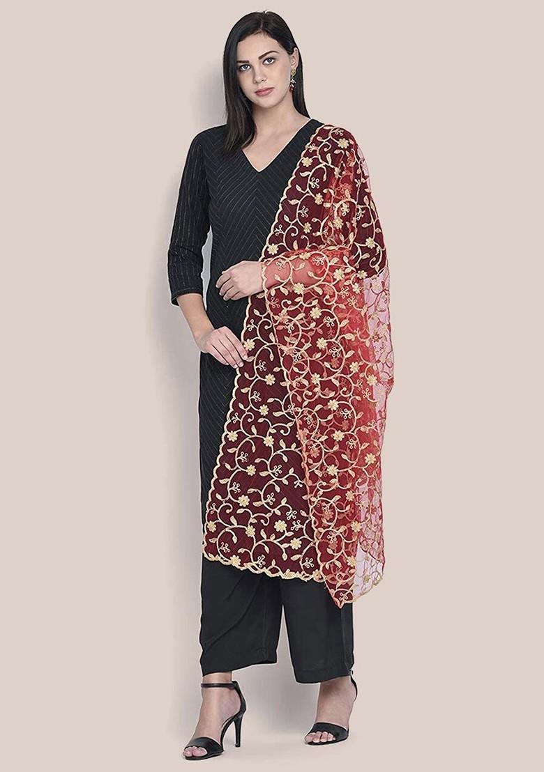 Embroidered Net Dupatta