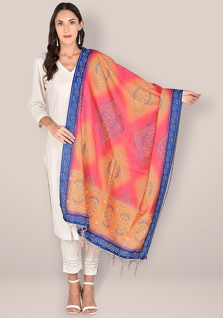 Printed Art Silk Bandhani Dupatta