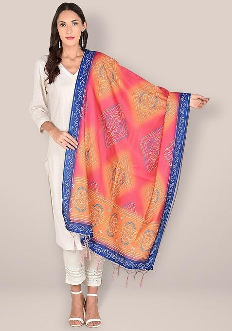 Printed Art Silk Bandhani Dupatta