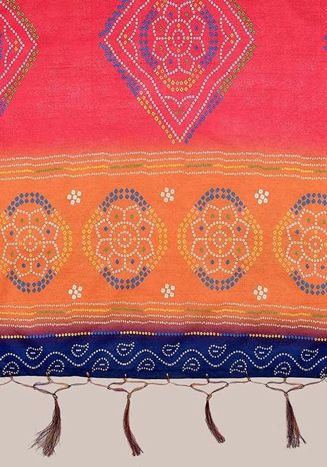 Printed Art Silk Bandhani Dupatta