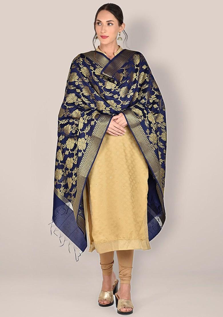 Ethnic Motifs Woven Design Dupatta With Zari