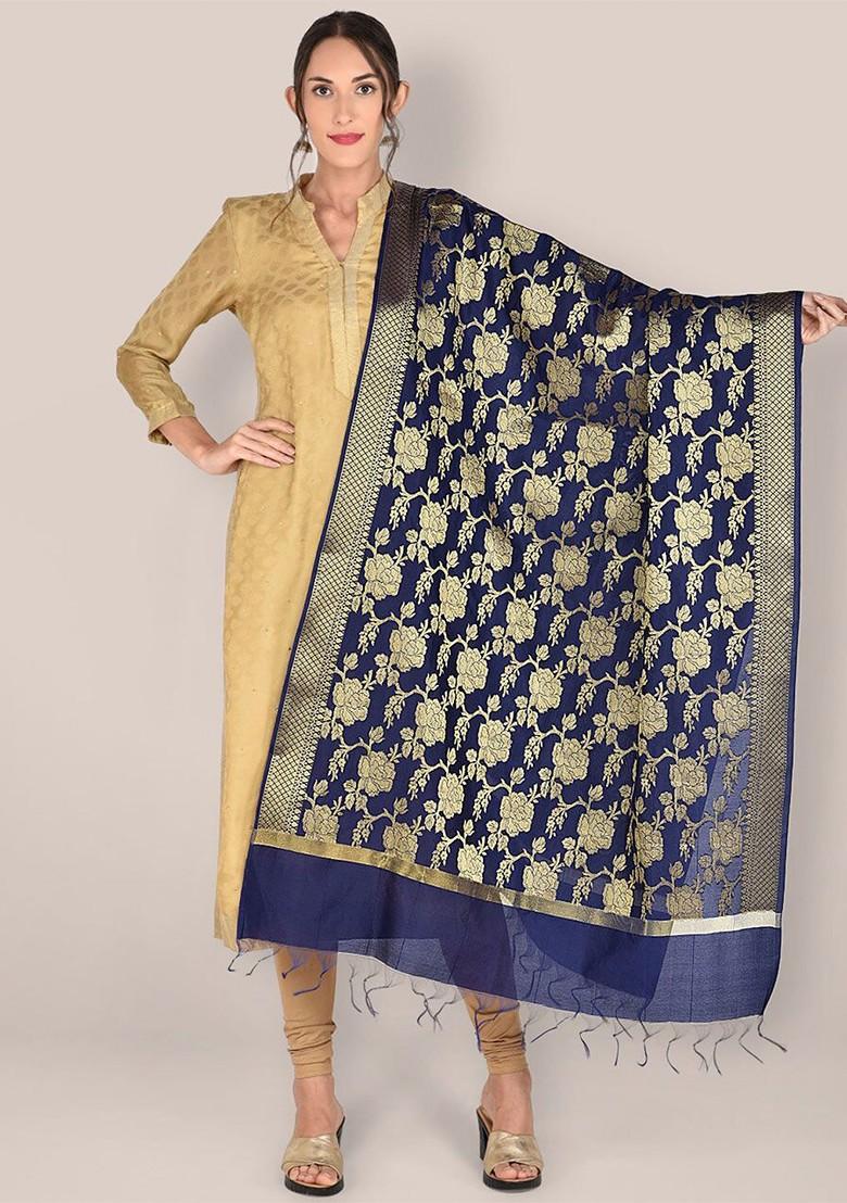 Ethnic Motifs Woven Design Dupatta With Zari
