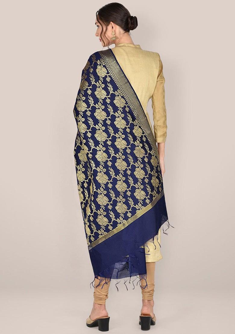 Ethnic Motifs Woven Design Dupatta With Zari