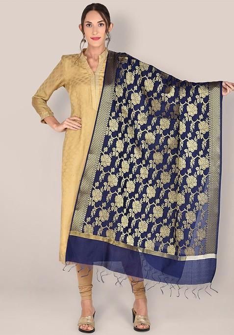 Ethnic Motifs Woven Design Dupatta With Zari