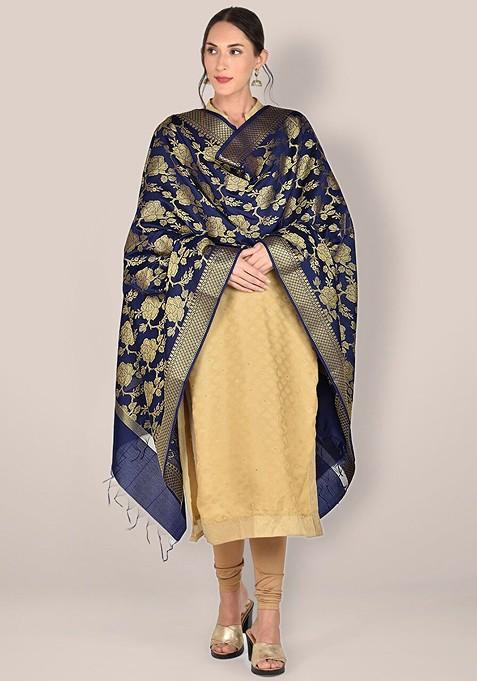 Ethnic Motifs Woven Design Dupatta With Zari