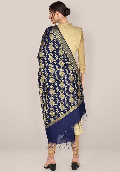 Ethnic Motifs Woven Design Dupatta With Zari