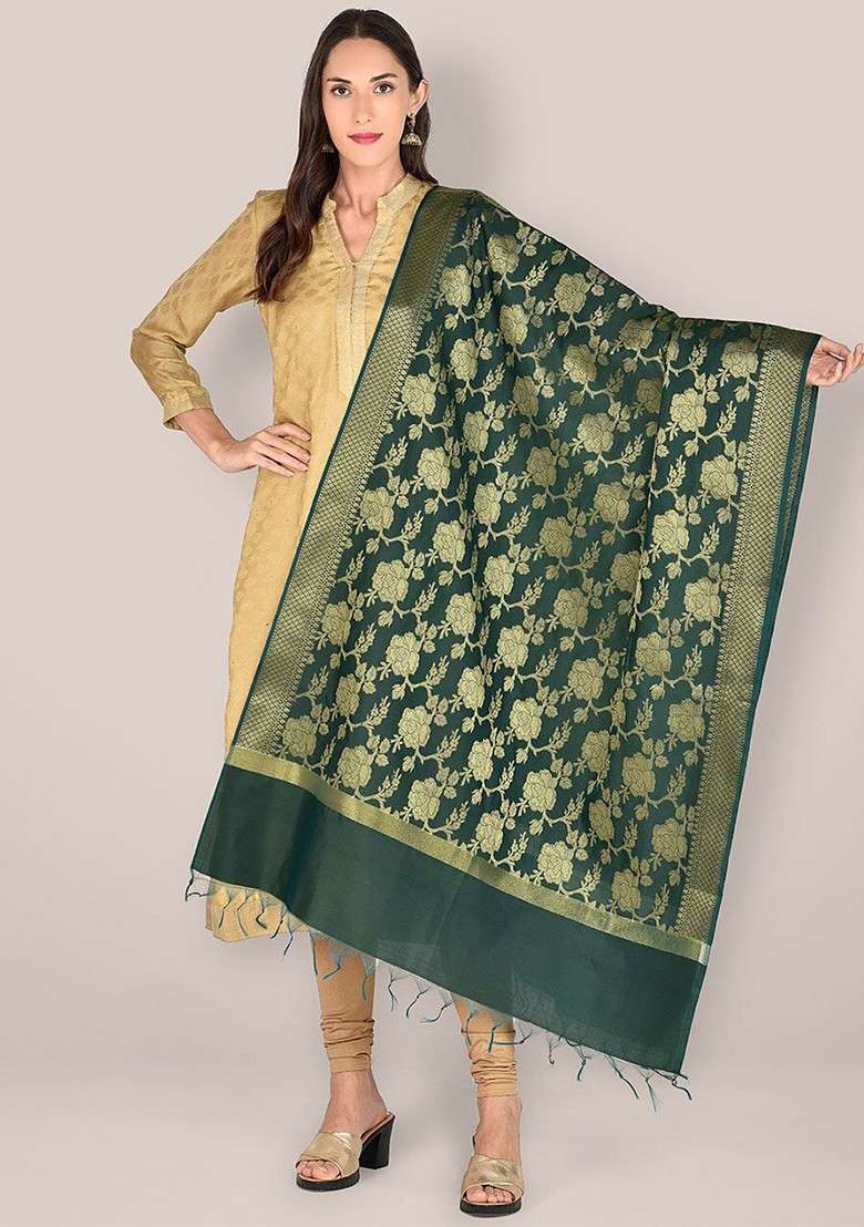 Ethnic Motifs Woven Design Dupatta With Zari - Indya