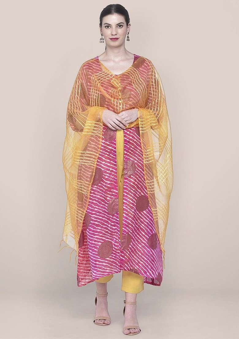 Woven Design Organza Dupatta - Indya