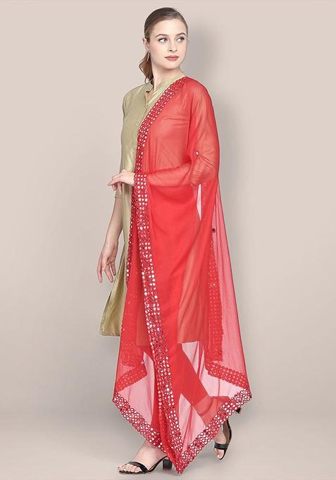 Dupatta With Mirror Work