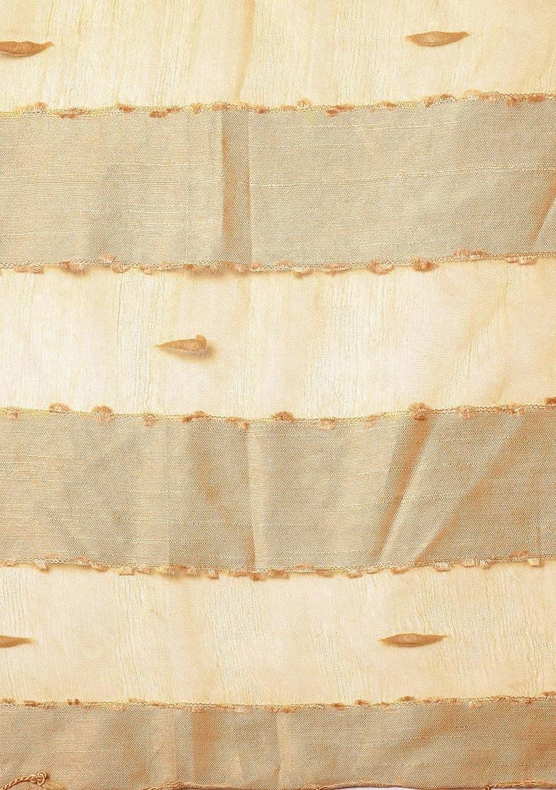 Beige And Gold Toned Striped Dupatta