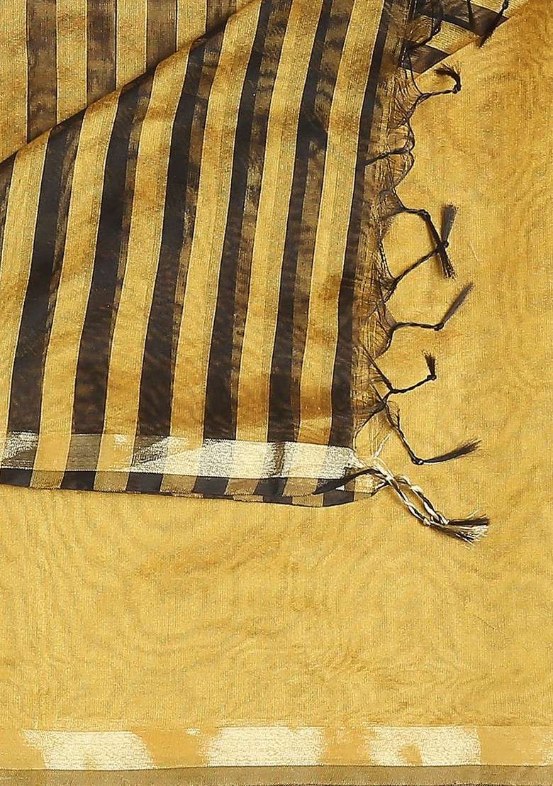 Mustard And Black Printed Dupatta - Indya