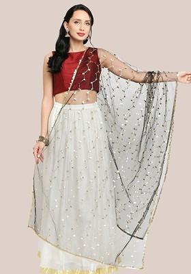 Ethnic Motifs Embroidered Dupatta With Sequinned
