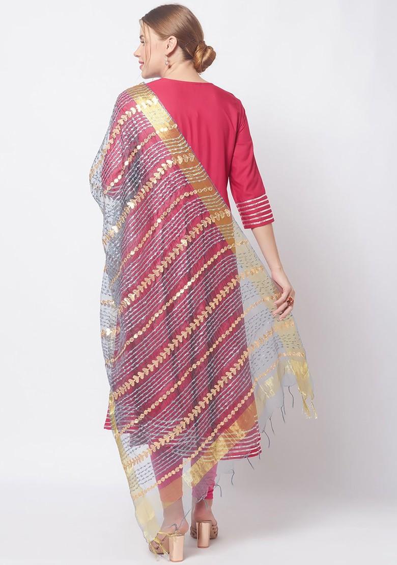 Embroidered Organza Dupatta With Gotta Patti