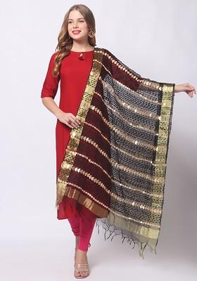 Embroidered Organza Dupatta With Gotta Patti