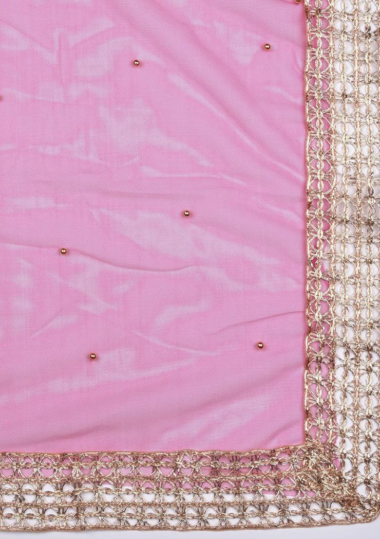 Ethnic Motifs Embroidered Net Dupatta With Beads And Stones