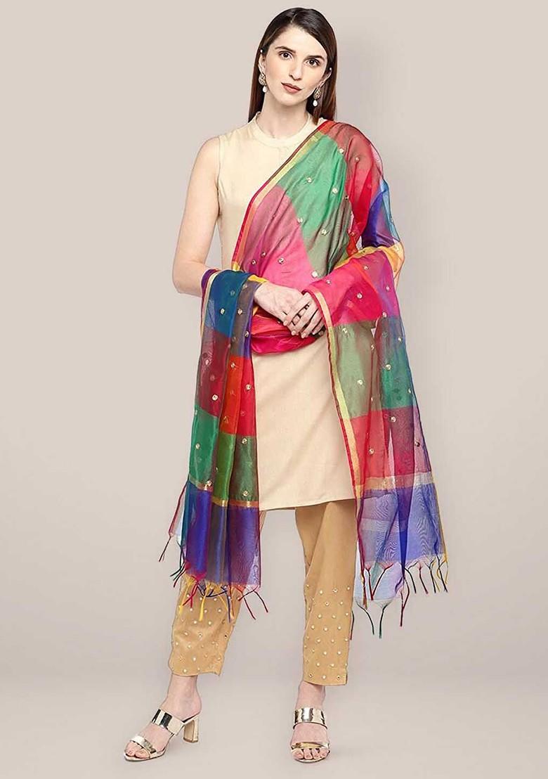 Motifs Embroidered Dupatta With Thread Work