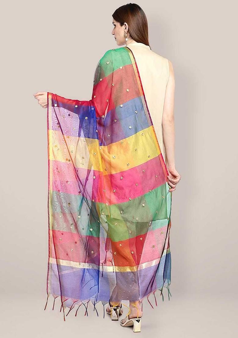 Motifs Embroidered Dupatta With Thread Work