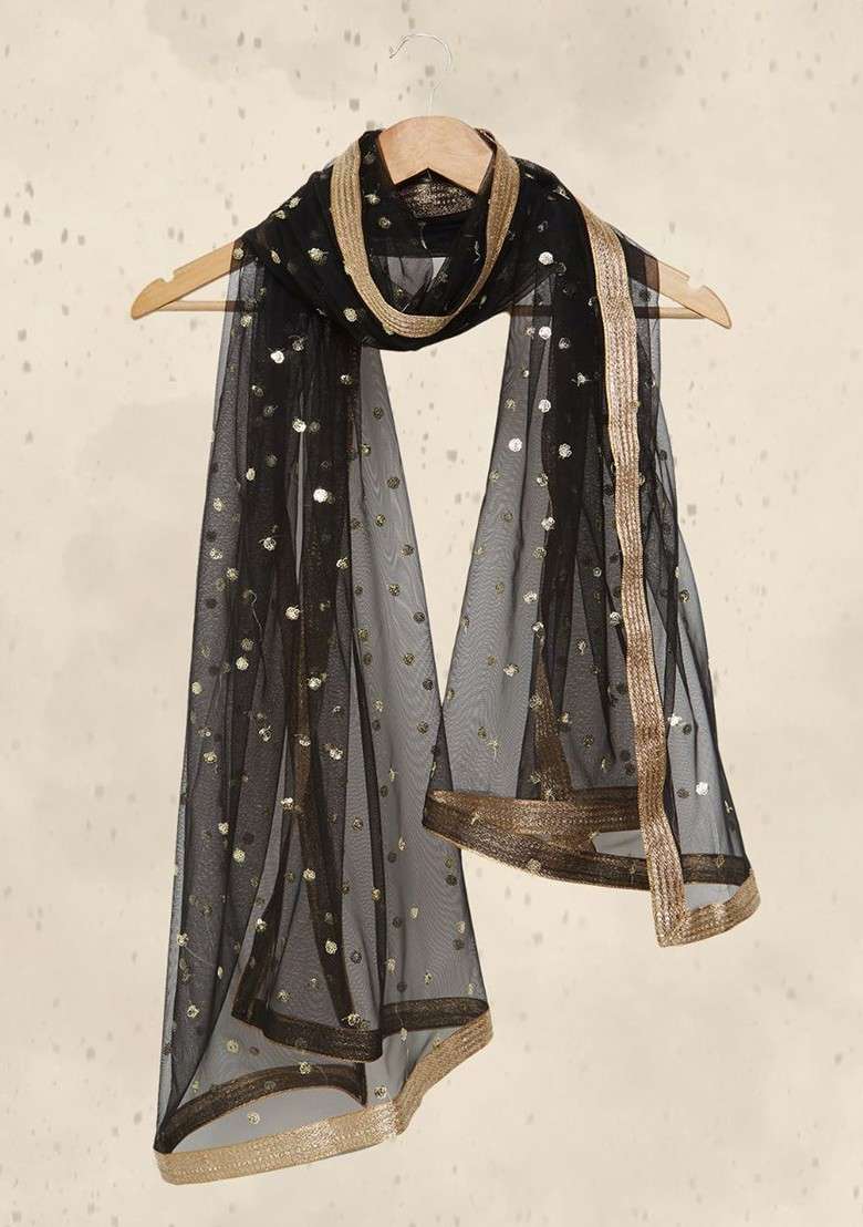 Embroidered Dupatta With Sequinned - Indya