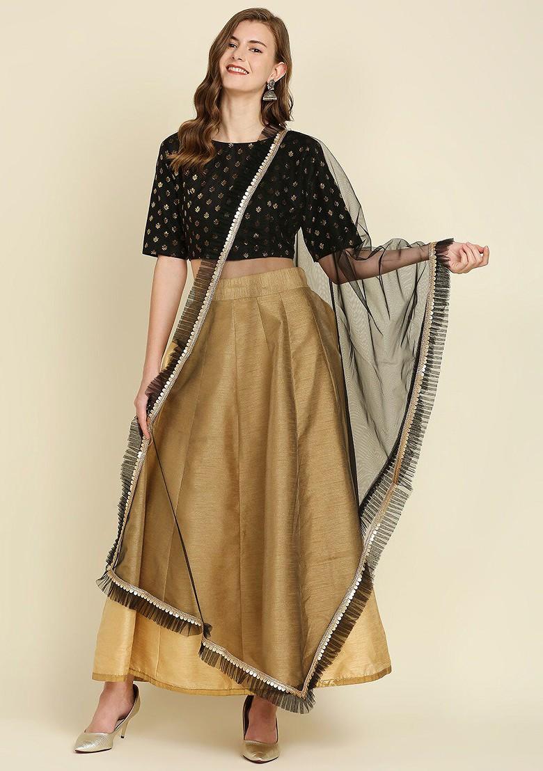 Ruffle Embellished Border Net Dupatta