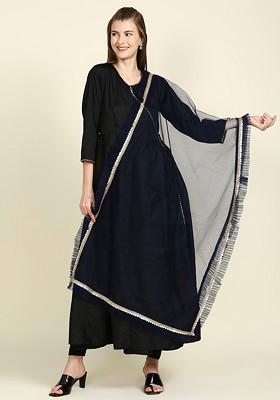 Ruffle And Lace Embellished Border Dupatta