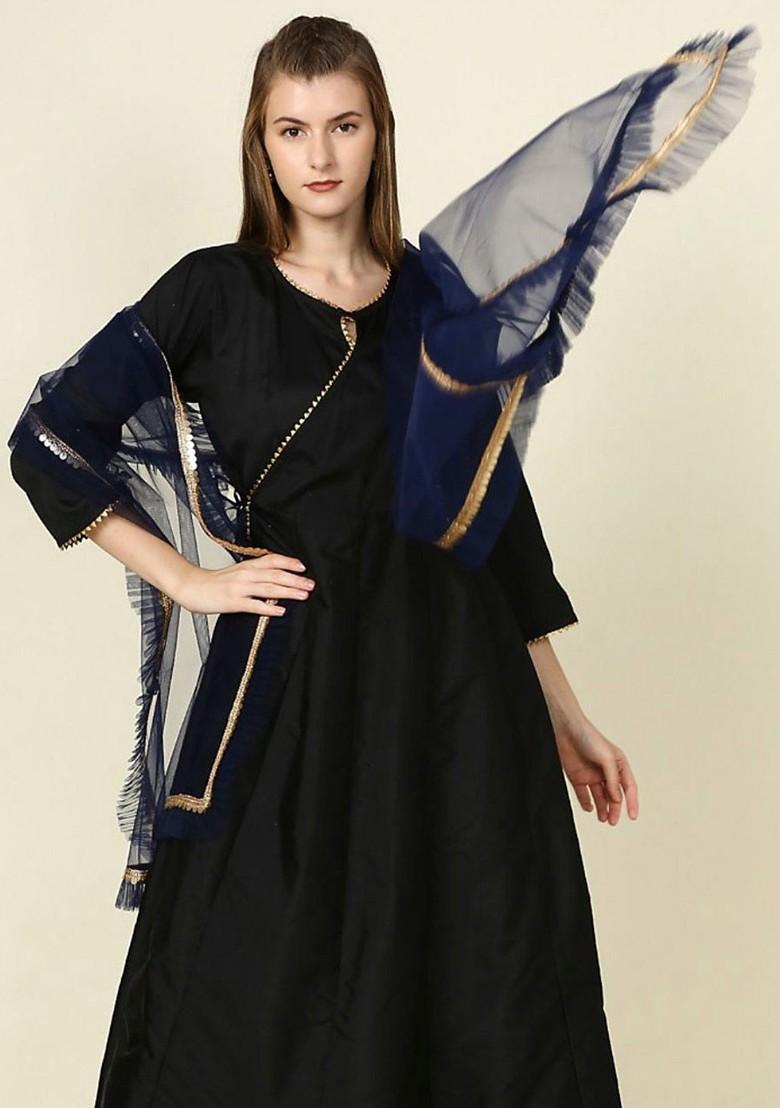 Ruffle And Lace Embellished Border Dupatta