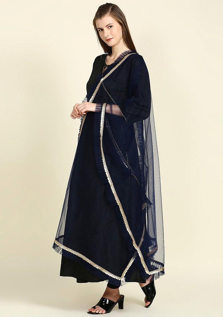 Ruffle And Lace Embellished Border Dupatta