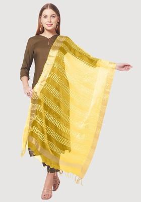 Yellow Woven Design Organza Dupatta