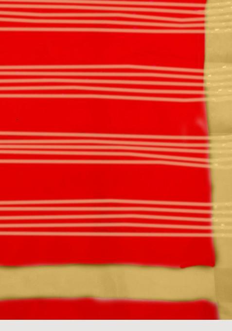 Women Red And Gold Toned Woven Design Organza Dupatta