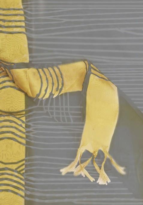 Women Grey And Gold Toned Woven Design Organza Dupatta