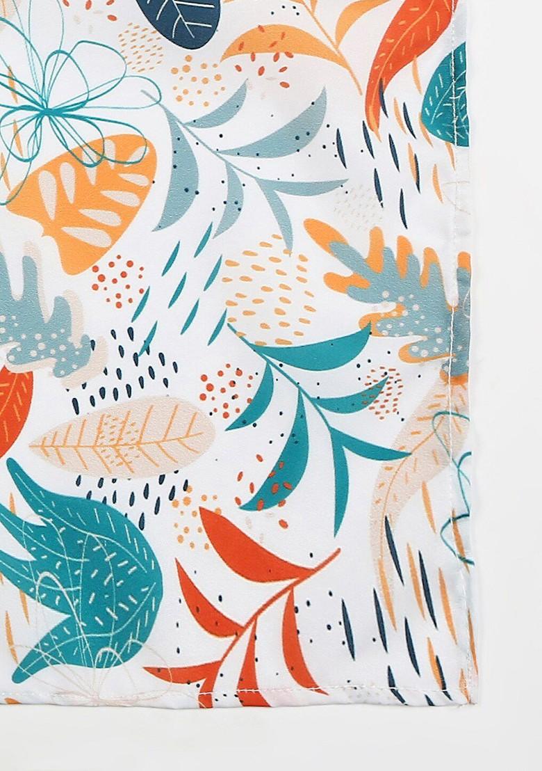 Women White And Blue Printed Scarf