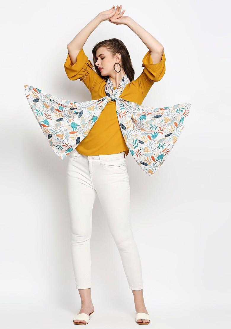 Women White And Blue Printed Scarf