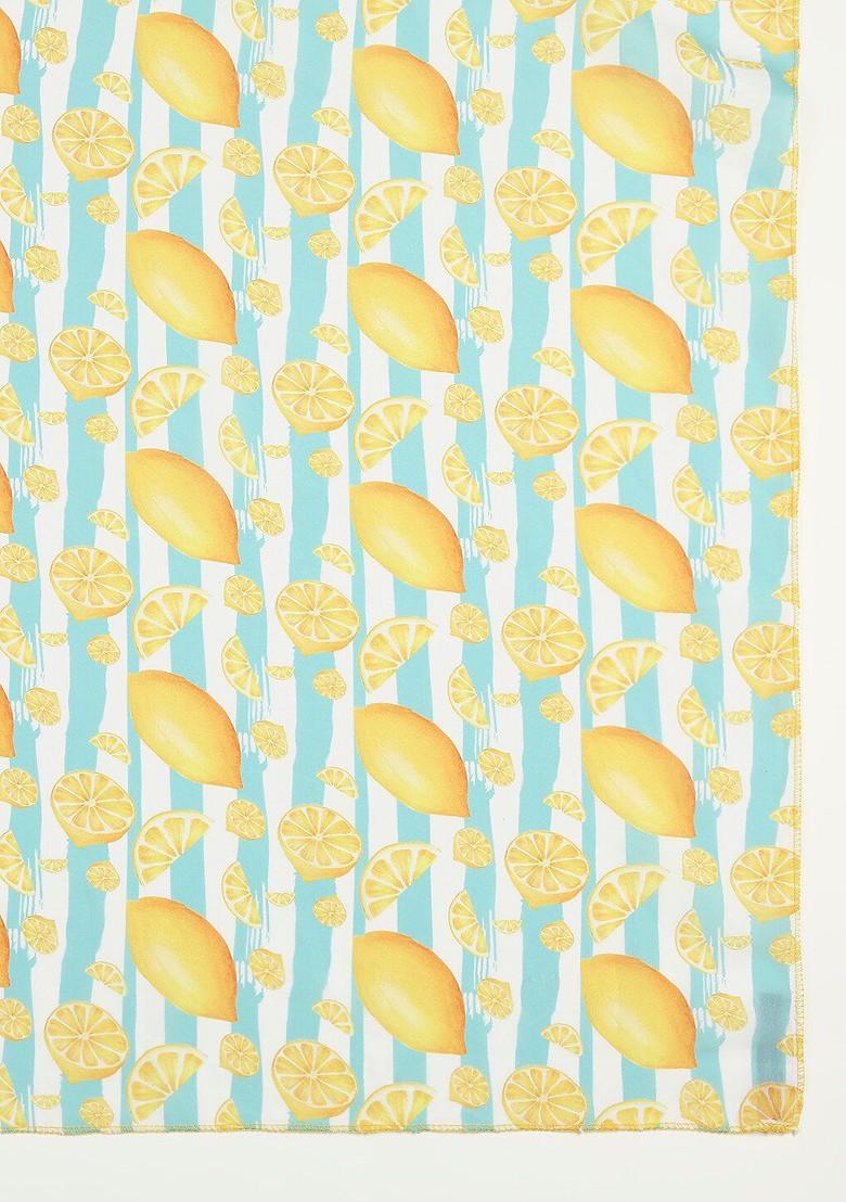 Women White And Yellow Quirky Lemon Printed Scarf