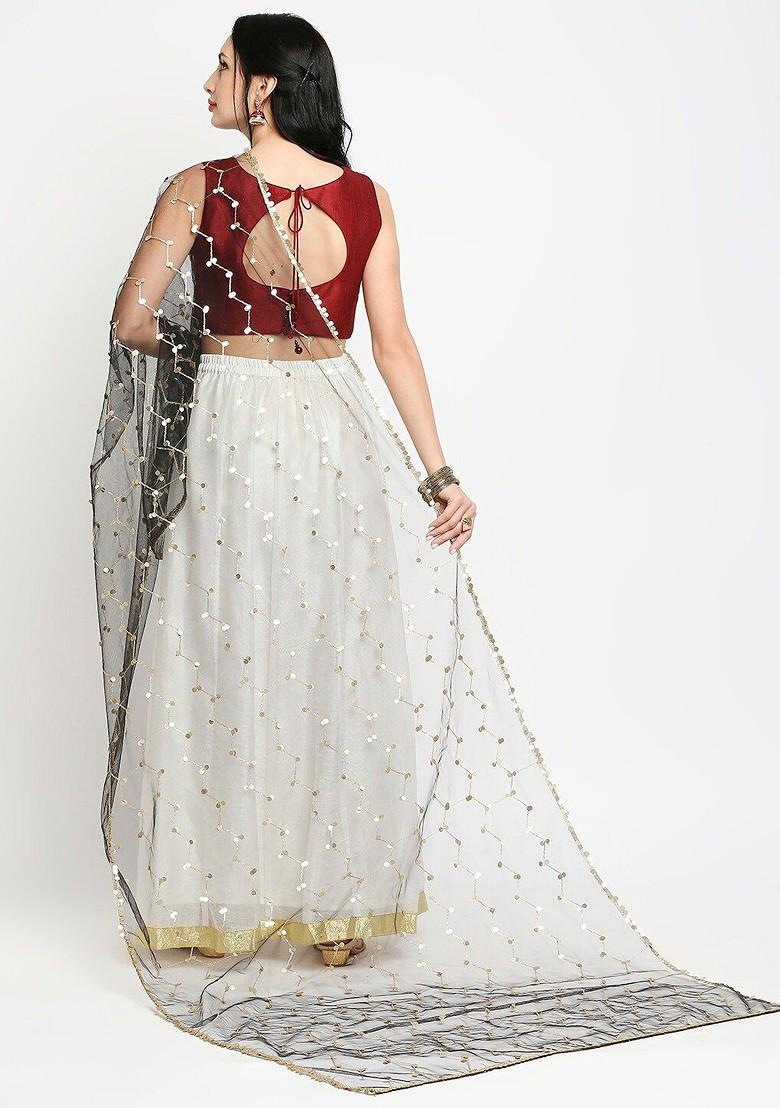 Black Ethnic Motifs Embroidered Dupatta With Gotta Patti