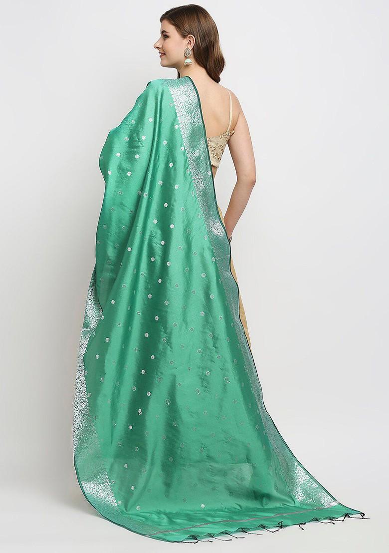 Sea Green Ethnic Motifs Woven Design Dupatta