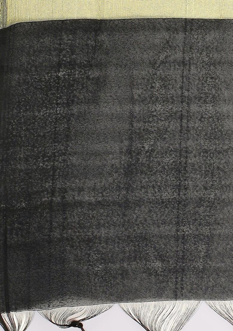 Black And Gold Toned Ethnic Motifs Woven Design Dupatta