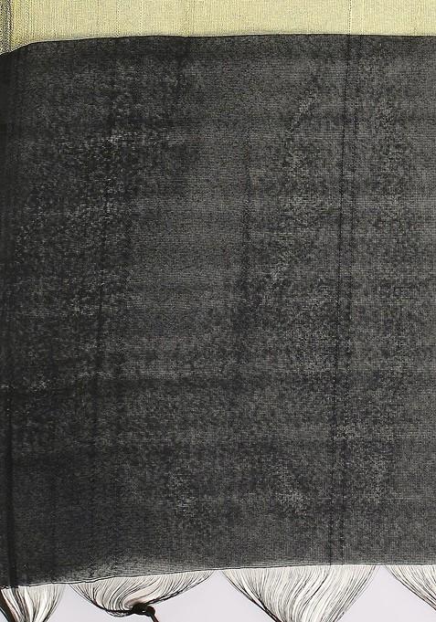 Black And Gold Toned Ethnic Motifs Woven Design Dupatta