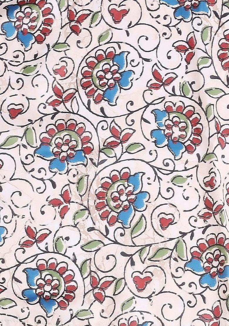 Women Beige Floral Printed Satin Scarves