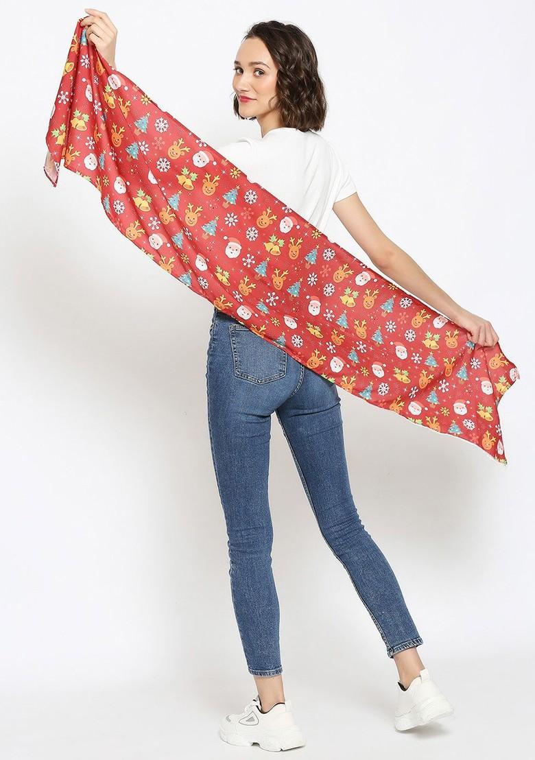 Women Red Printed Scarf
