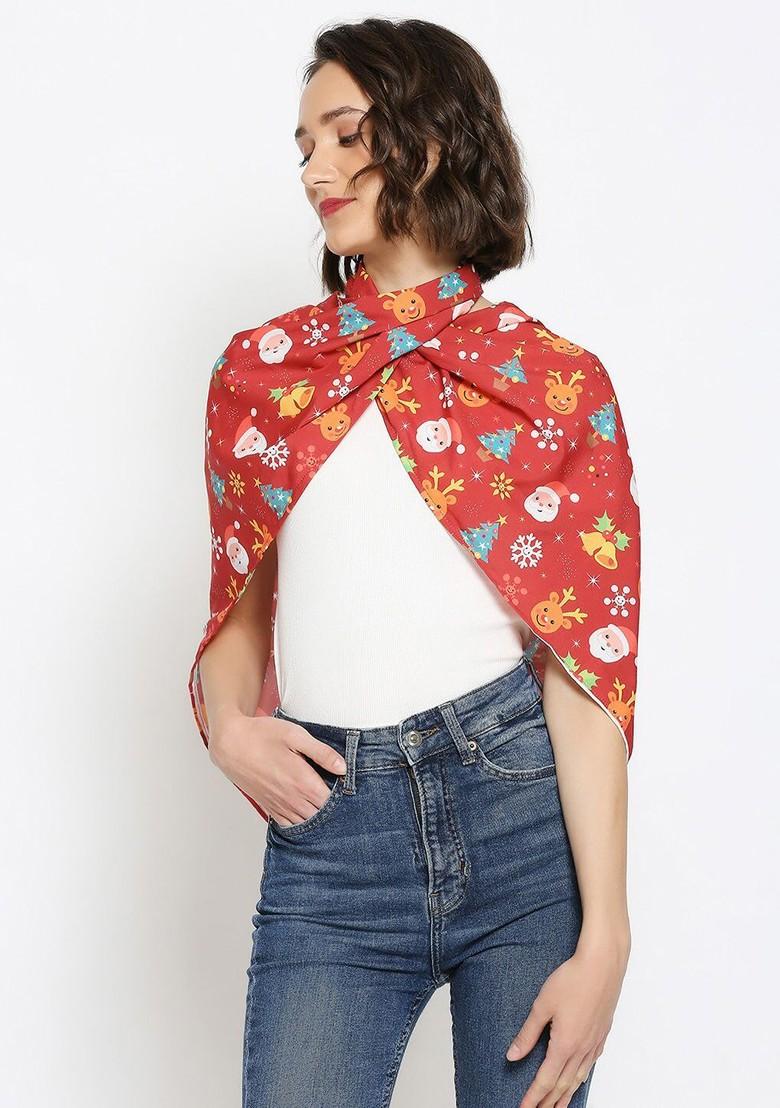 Women Red Printed Scarf