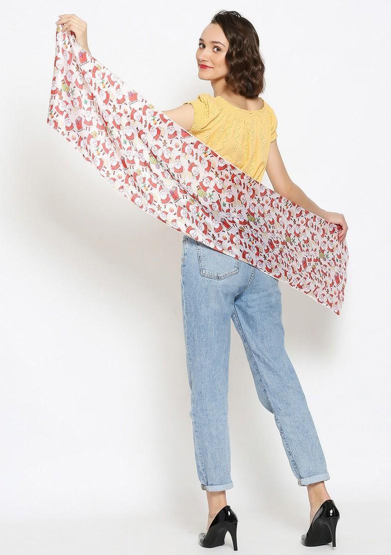 Women Cream Coloured Printed Scarf